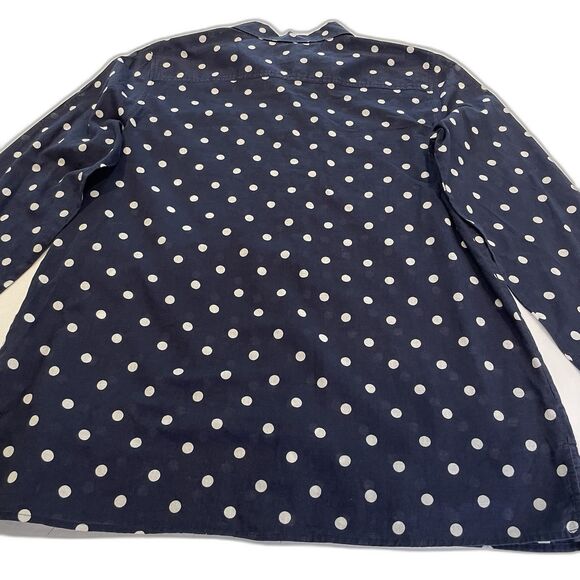 TALBOTS Women’s Polka Dot Navy Blouse Size M - Picture 5 of 12